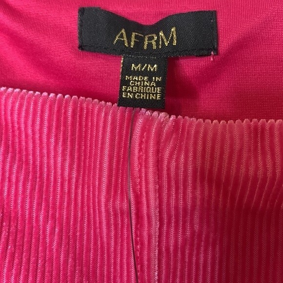 NWT AFRM Paradiso Cutout velvet ribbed pink Bodycon dress. Size Medium. - Picture 12 of 14